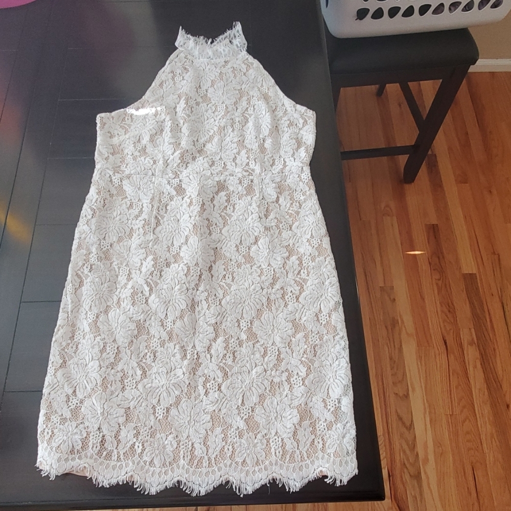 Beautiful lace dress with nude underlay!